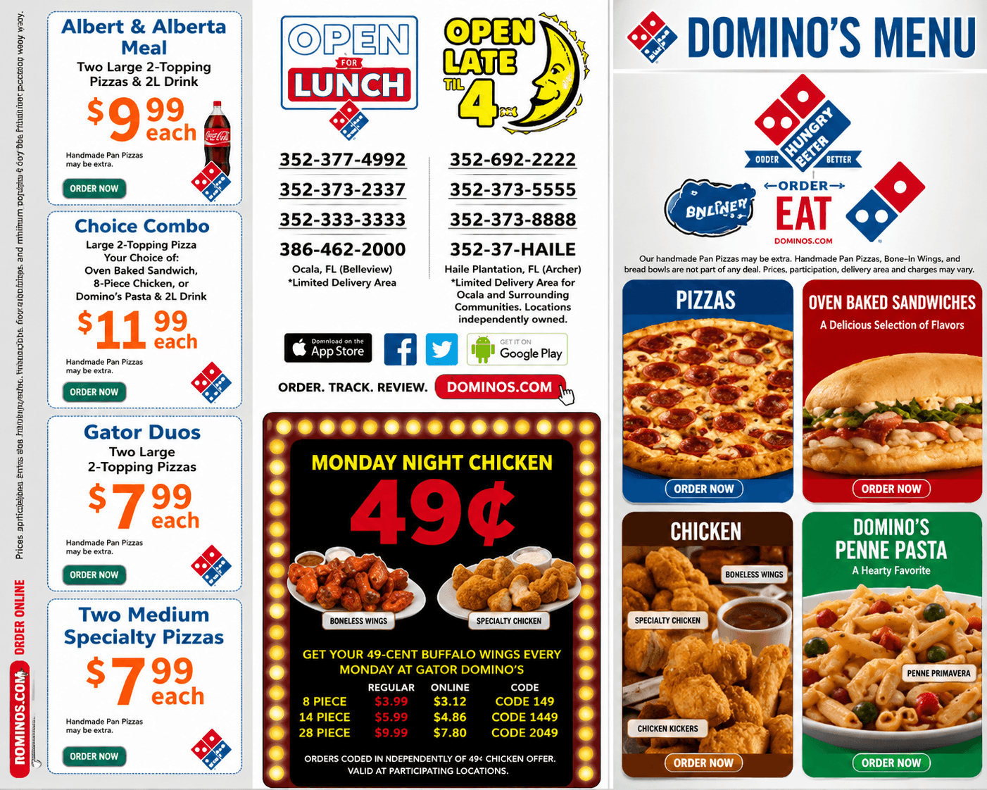 Domino's Pizza Menus Examples