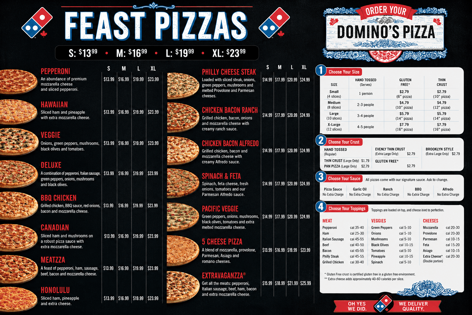 Domino's Pizza Menus Examples