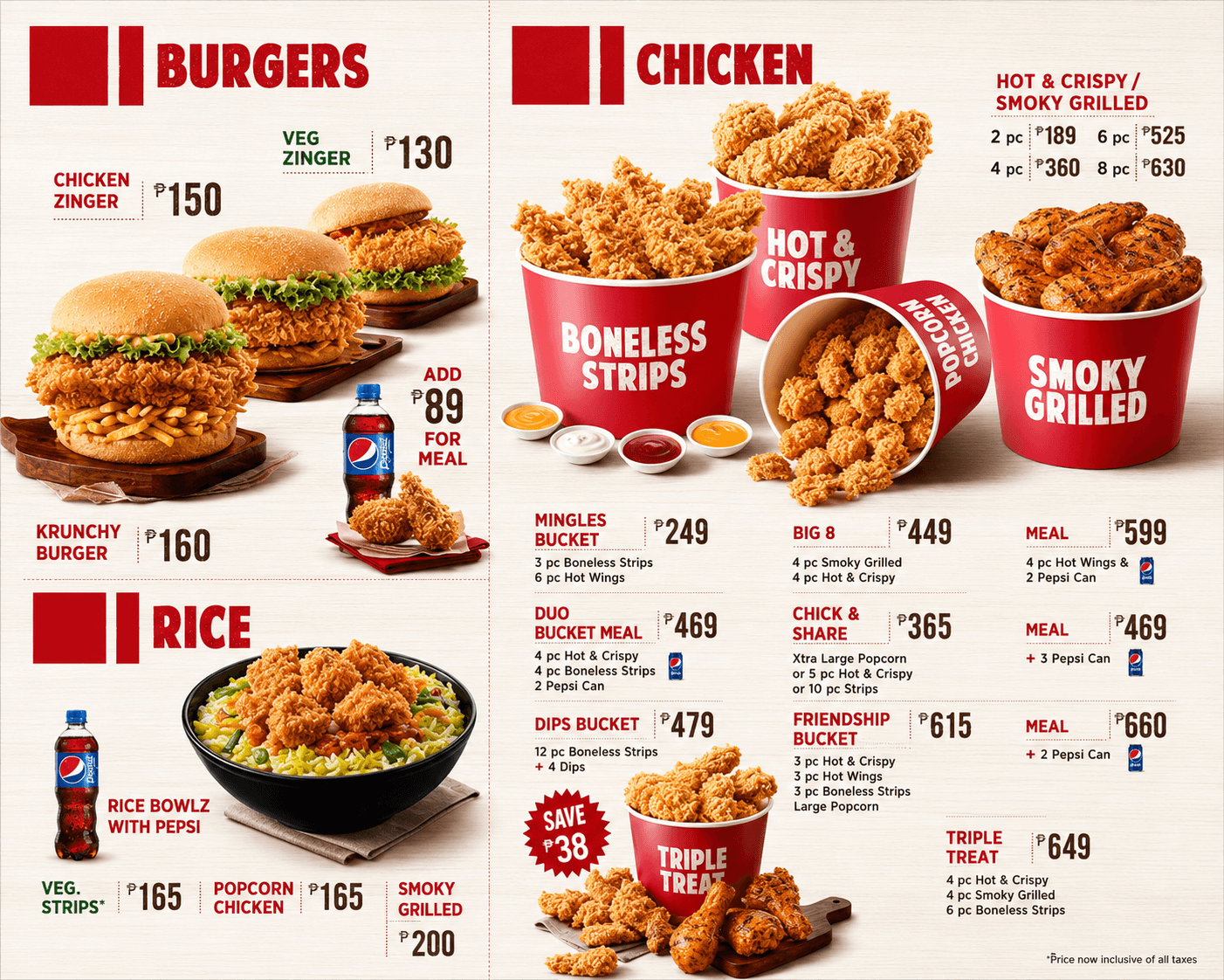 KFC Burgers & Chicken Menu