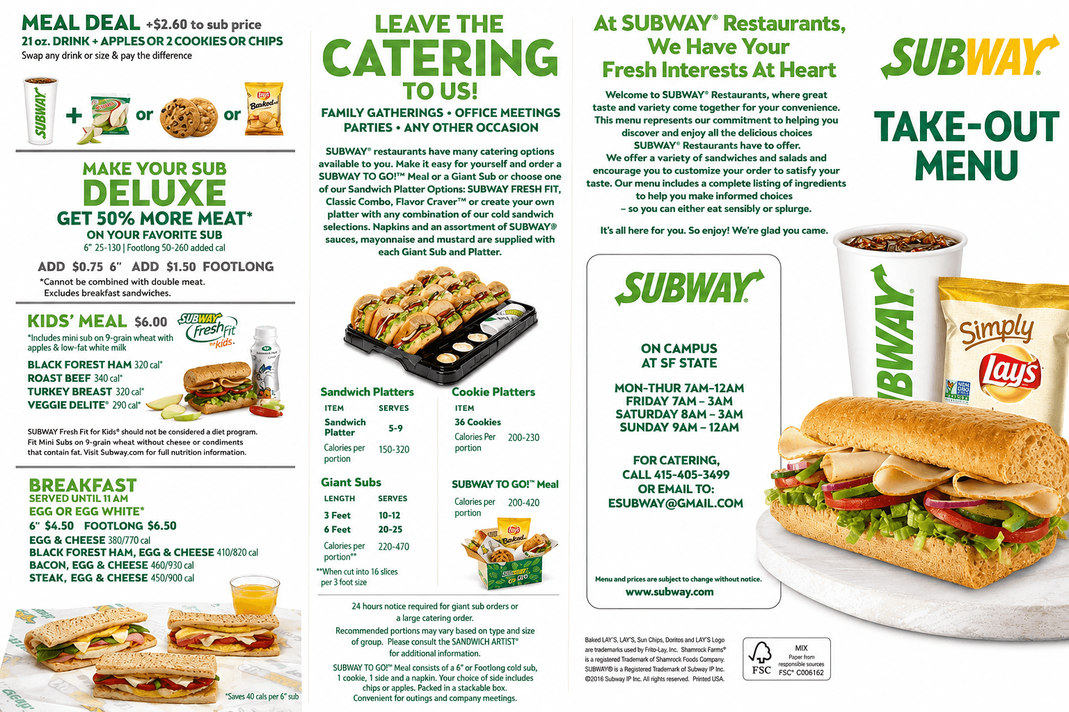 Subway Menus Examples