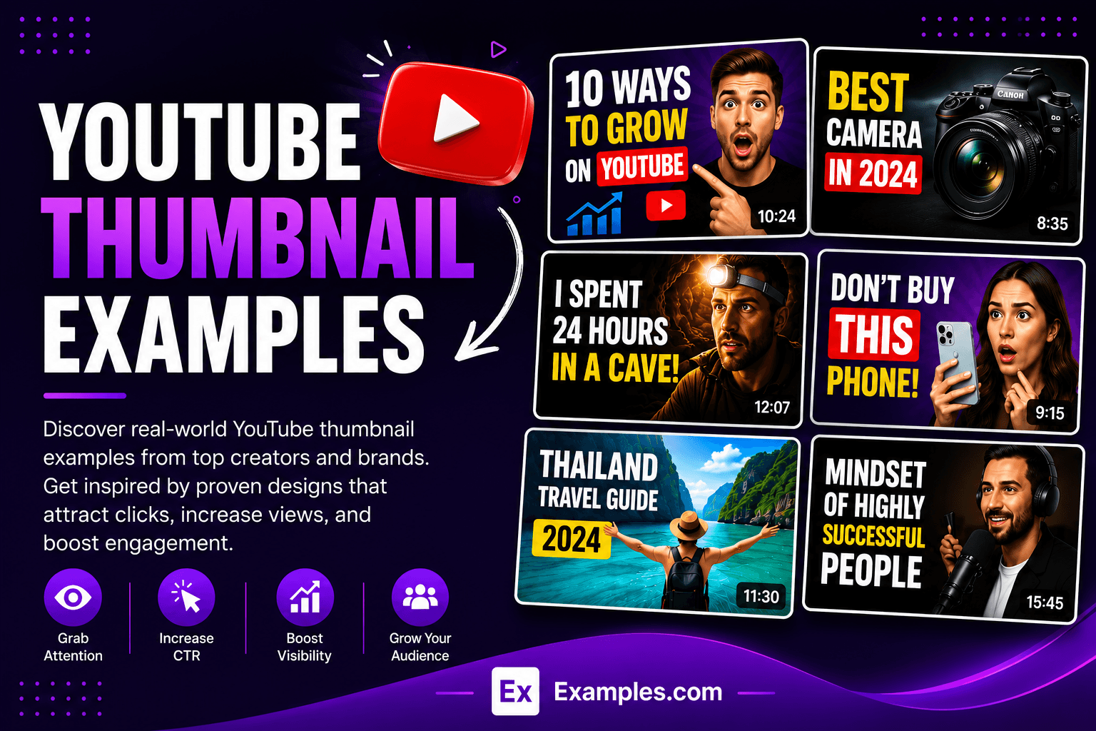 Free AI YouTube Thumbnail Generator, 50+ Real YouTube Thumbnail Examples