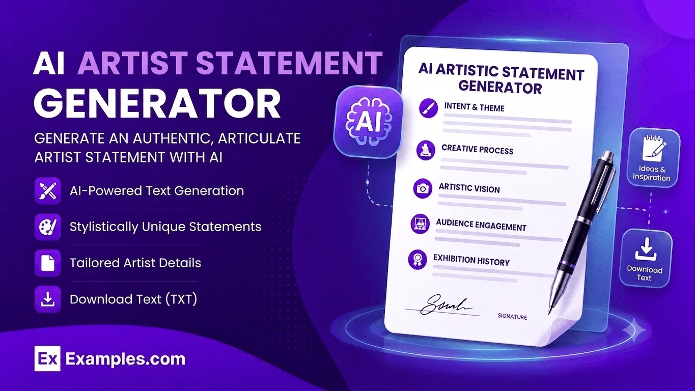 Free AI Artist Statement Generator, 50+ Real Artist Statement Examples