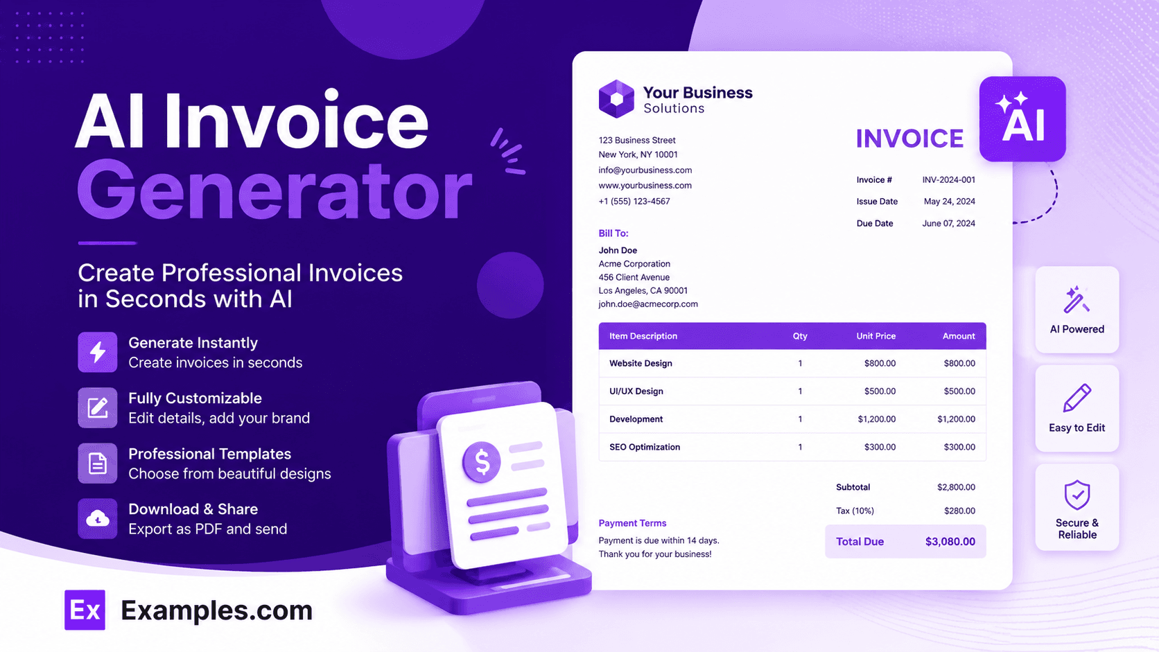 Free AI Invoice Generator, 50+ Real Invoice Examples