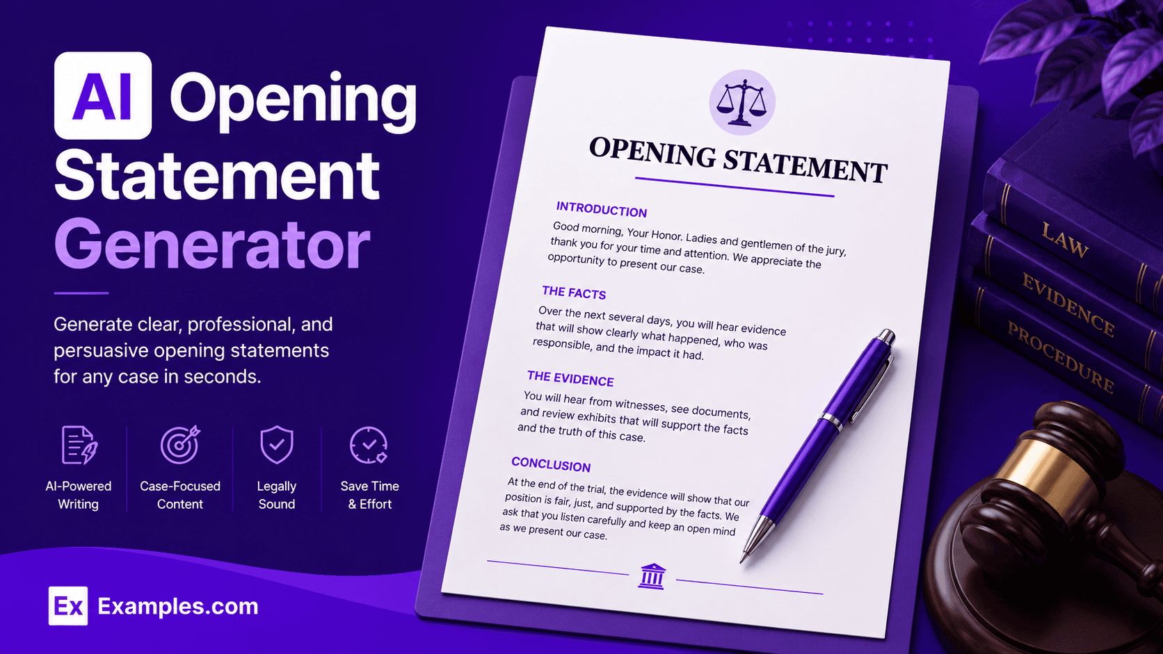 Free AI Opening Statement Generator, 50+ Real Opening Statement Examples