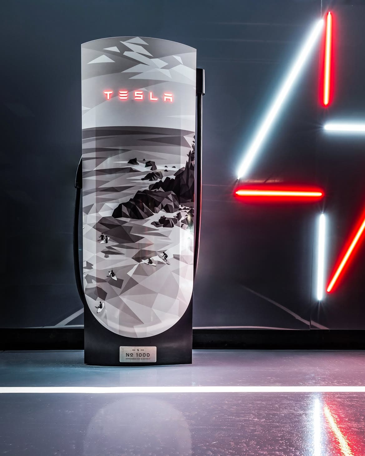 Tesla Supercharger Art Installation Social Media Post