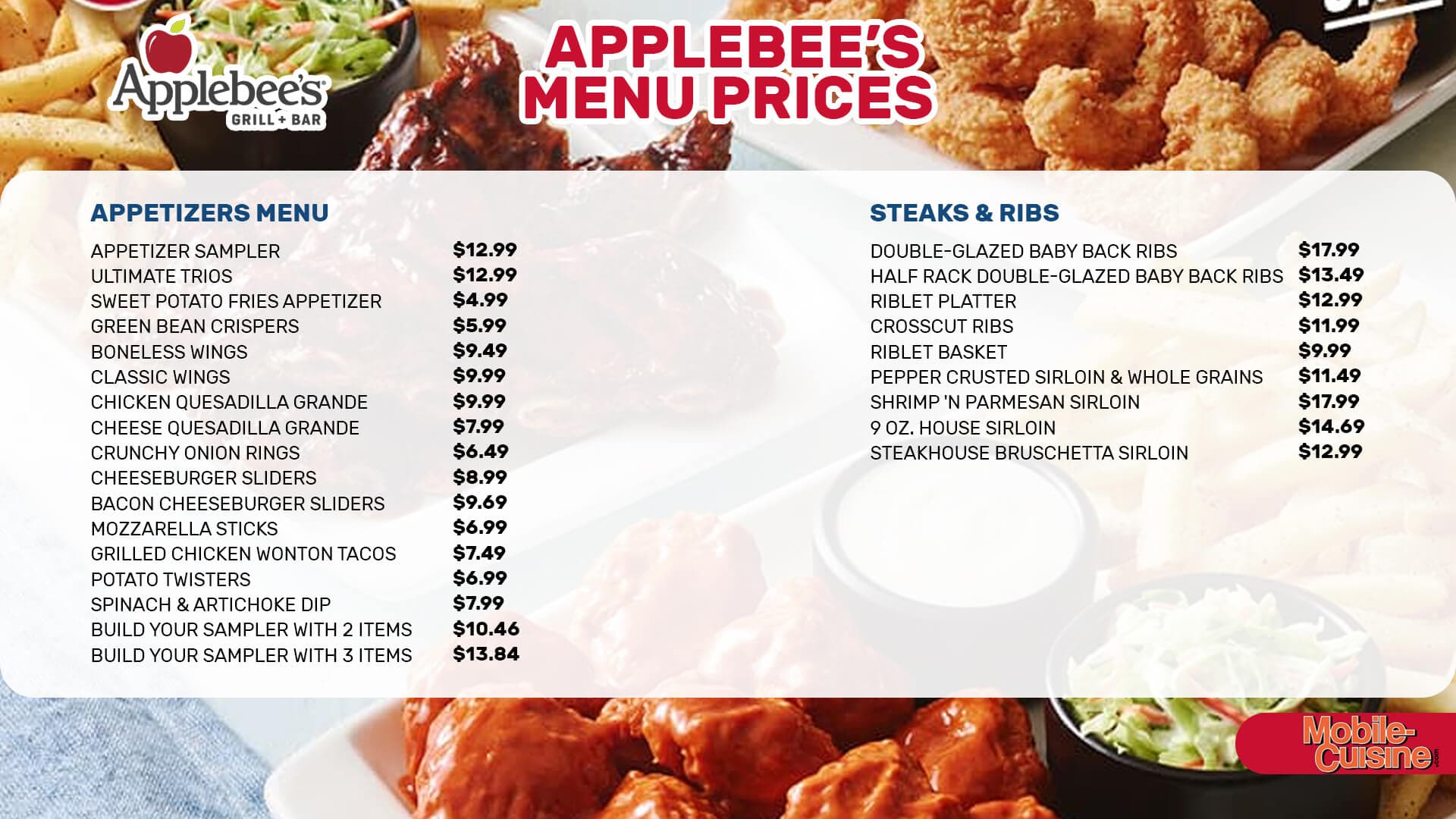 Applebee's Menus Examples