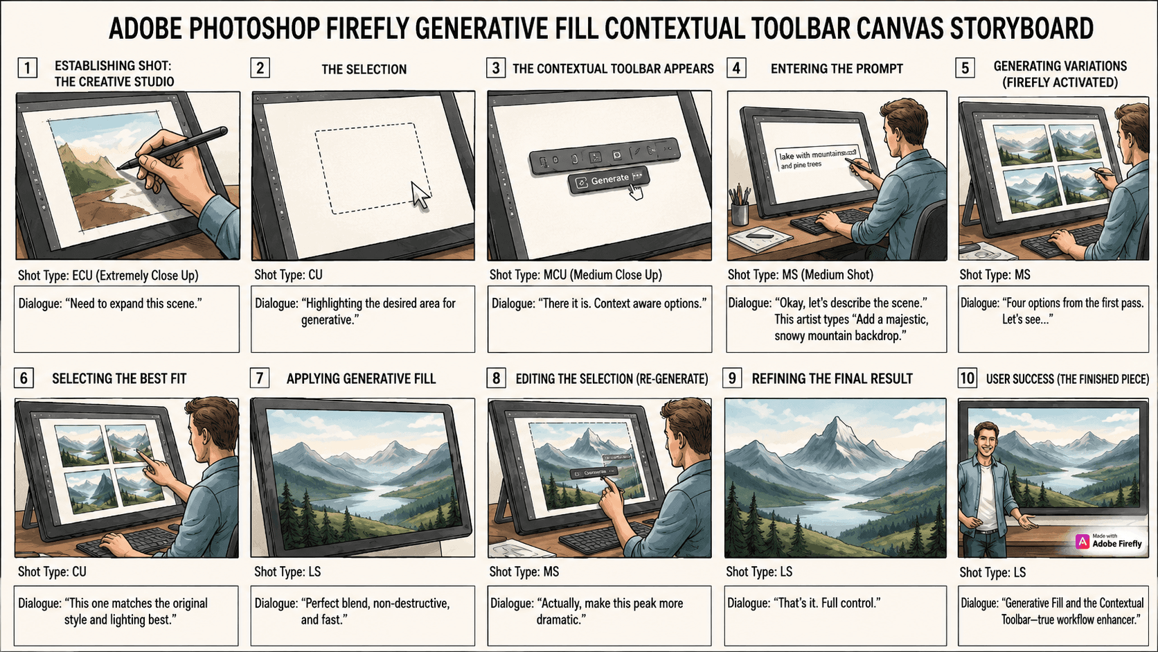 Adobe Photoshop Firefly Generative Fill Contextual Toolbar Canvas Storyboard