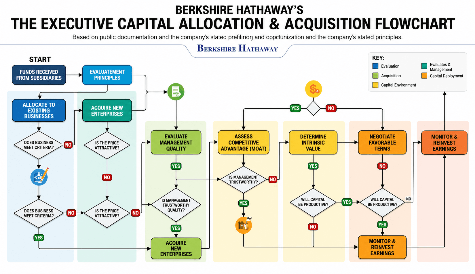 Berkshire Hathaway Executive Capital Allocation & Acquisition Flowchart