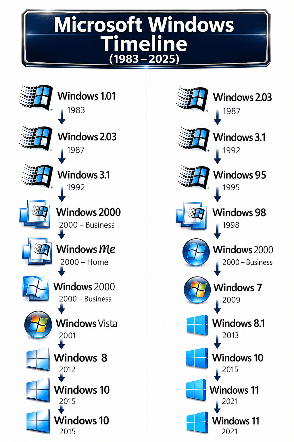 Microsoft Windows Operating System History Timeline