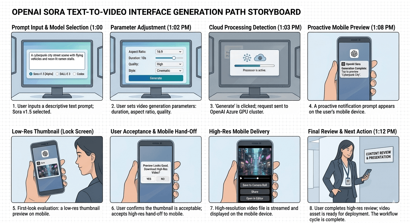 OpenAI Sora Text-to-Video Interface Generation Path Storyboard