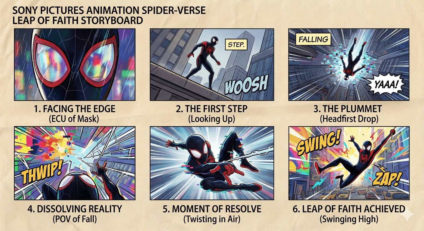 Sony Pictures Animation Spider-Verse Leap of Faith Storyboard