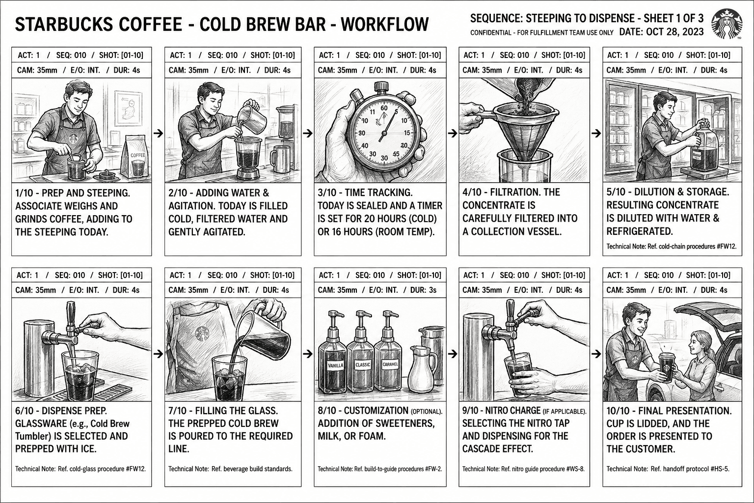 Starbucks Cold Brew Bar Workflow Storyboard