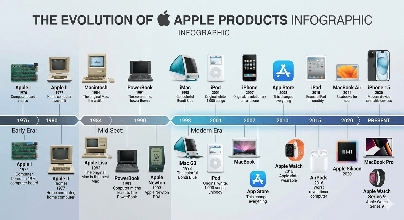 The Evolution of Apple Products Infographic Timeline