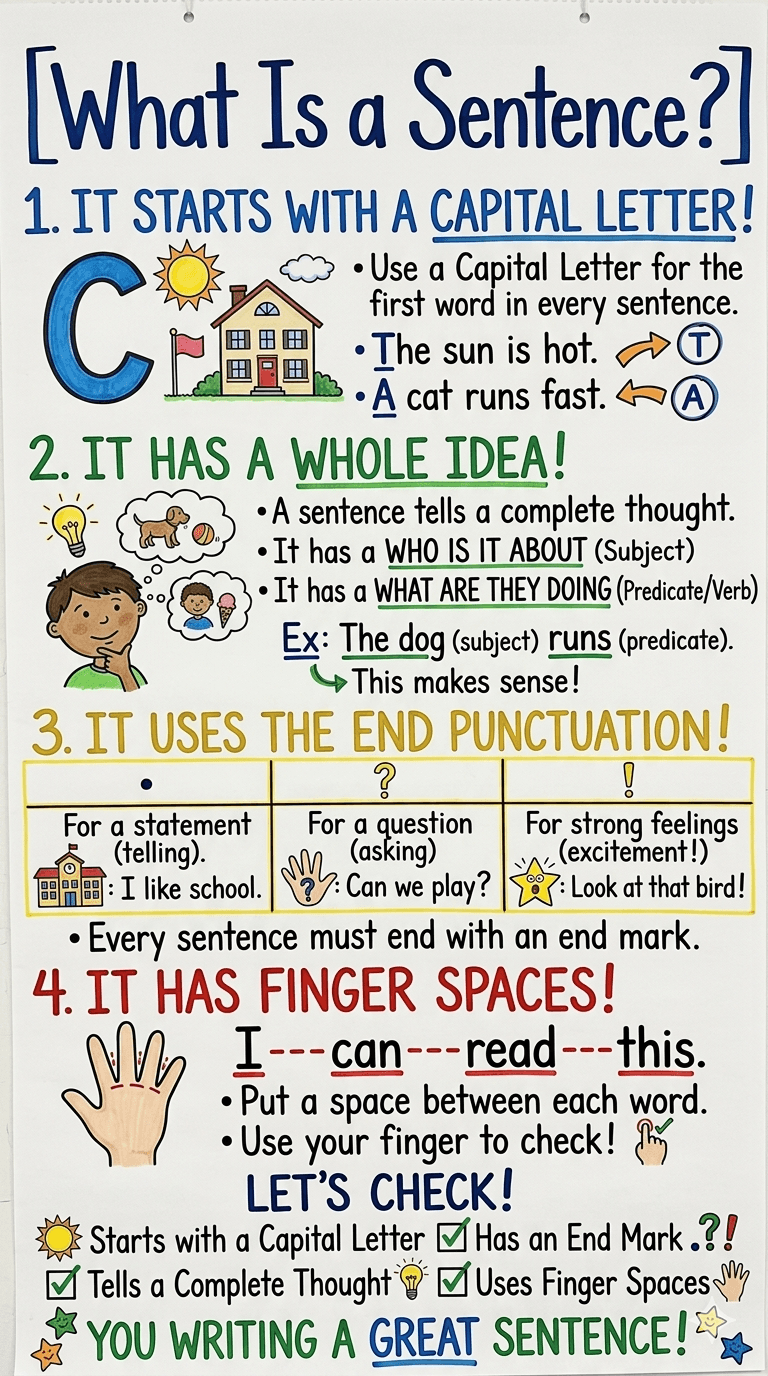 What Is a Sentence Anchor Chart for 1st Grade Literacy